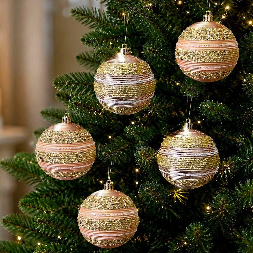 Bolas Natalinas Decoração Árvore Plástico Dourado Kit 24 8CM Outras Marcas