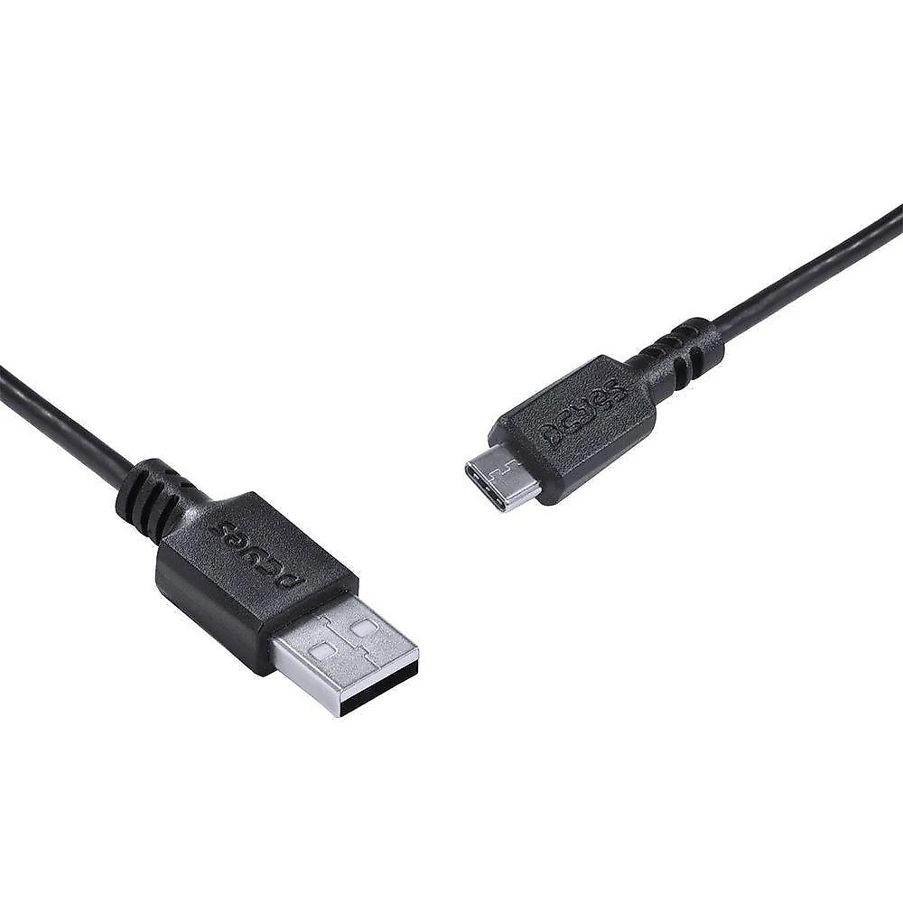 Cabo USB para USB Tipo C Pcyes Compatível com Smartphone para Carregamento 50CM Preto 1 Unidade