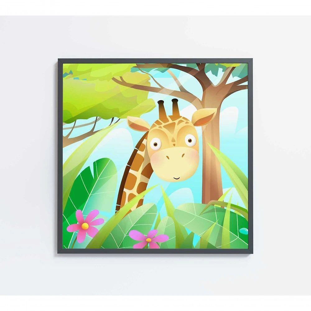 Quadro Infantil Girafa Medidas 60x60 Cm Impressão Tecido Canvas