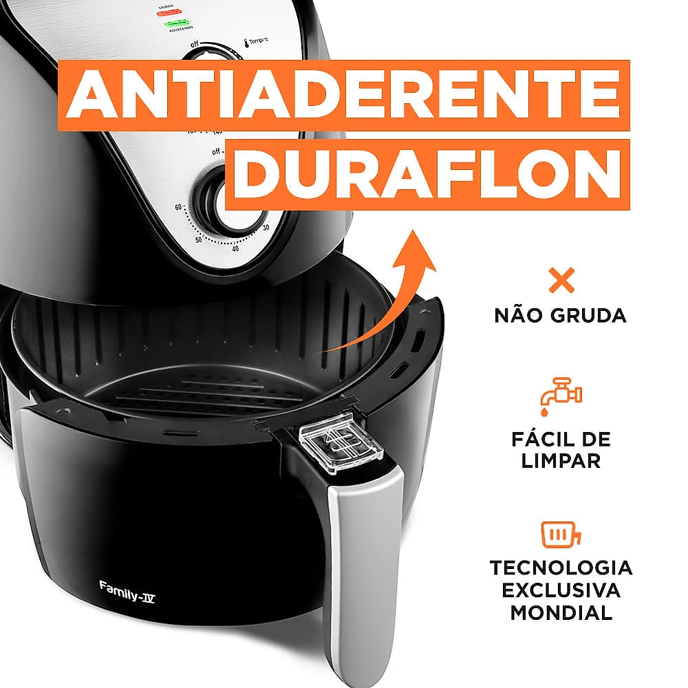 Miniatura Fritadeira Elétrica Air Fryer Mondial Family AF-30 3,5L Preta - 220V
