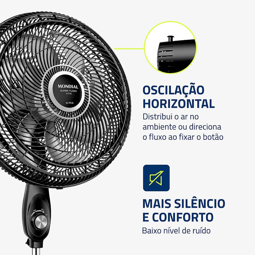 Ventilador Coluna Mondial - Turbo 8 Pás - VTX-50C-8P VENT 50CM VTX-50C-8P 127V/60Hz SUPER TURBO COLUNA