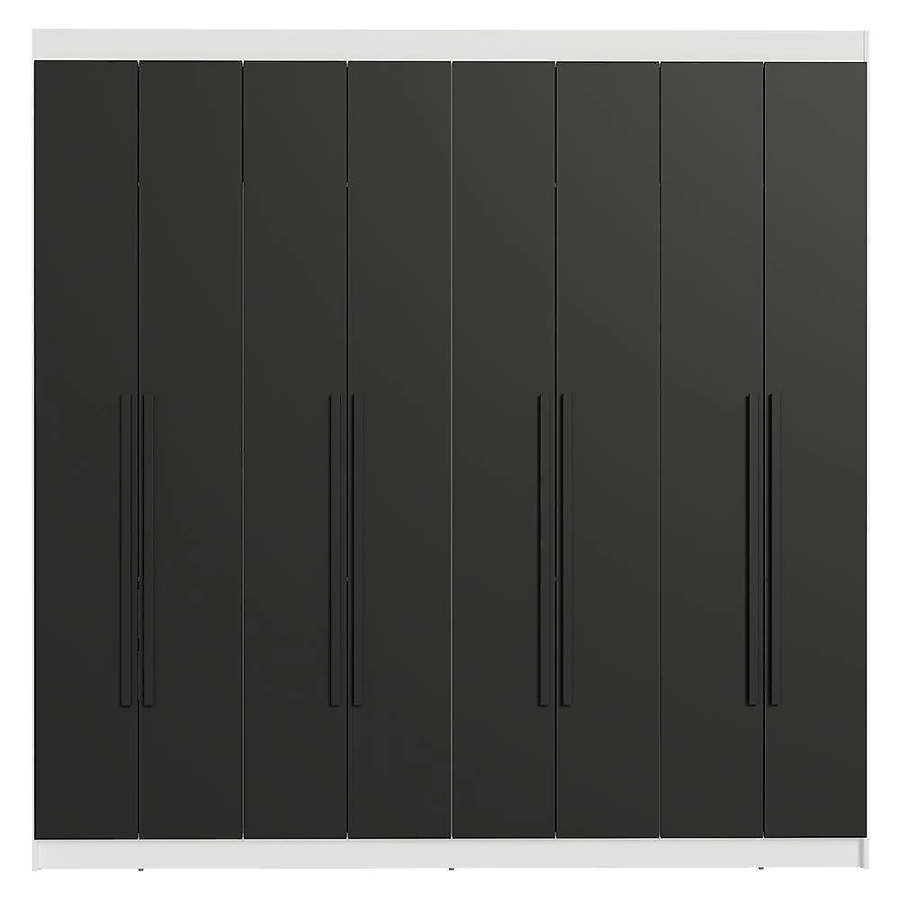 Guarda-roupa casal 8 portas batentes netuno madesa b branco/branco/preto