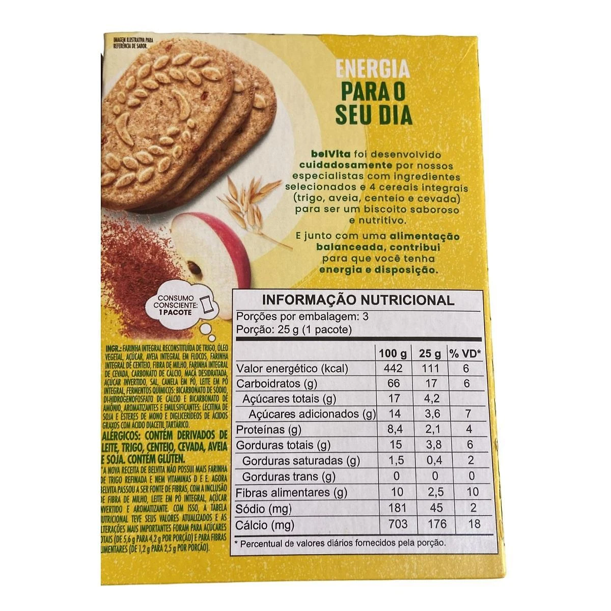 Biscoito Integral Belvita Maçã E Canela 75G Kit Com 5 Caixas
