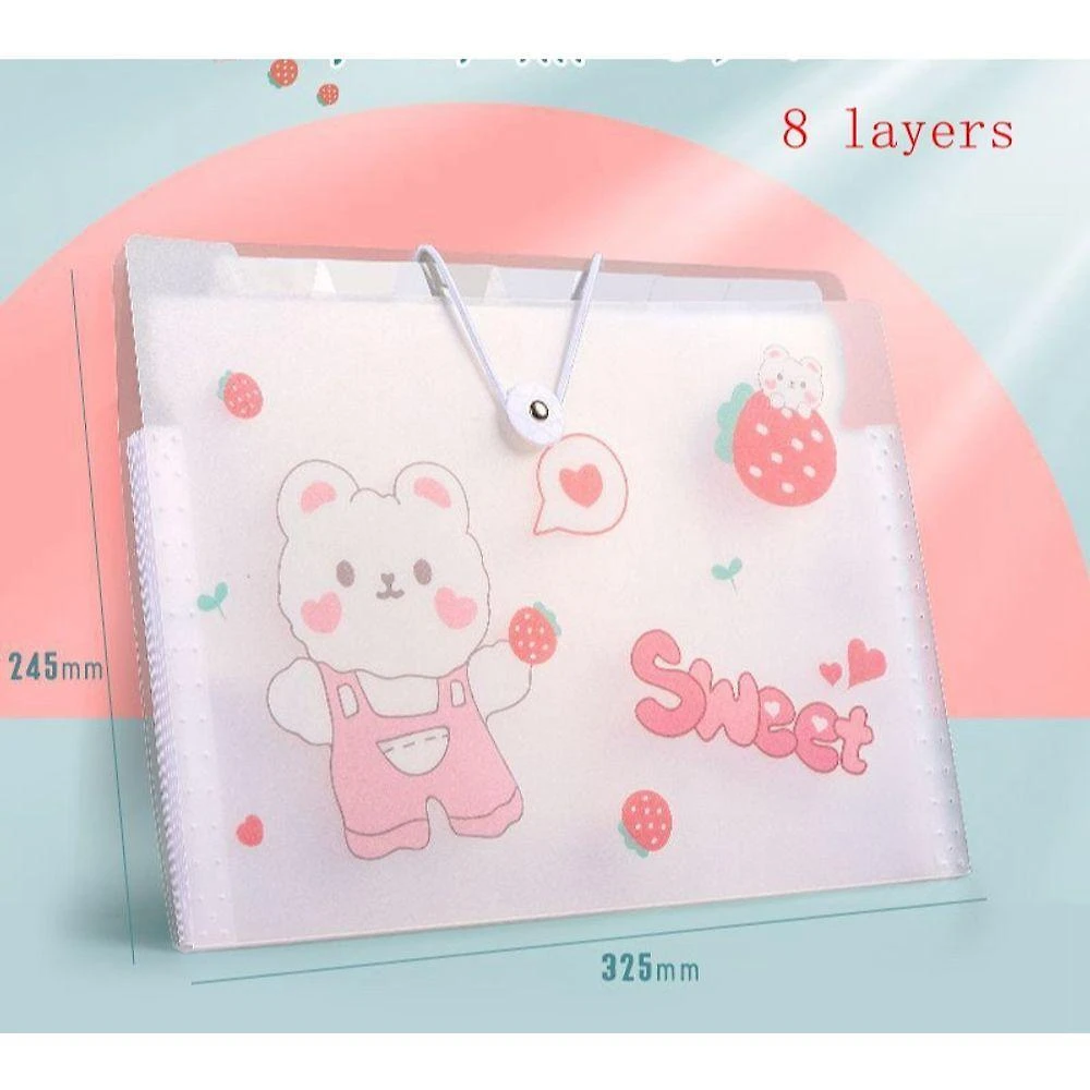 Pasta A4 para Documentos OEM 2025 Rosa Urso 8 Layers Impermeável Formato A4 1 Unidade Rosa