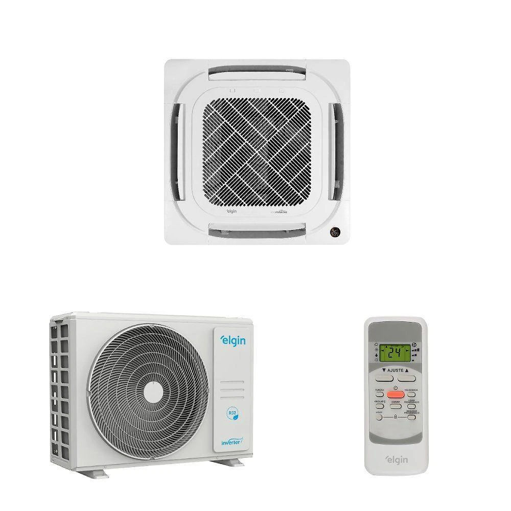 Ar-condicionado split cassete elgin eco inverter 24000 btus quente e frio 220v kvqe24c2ca