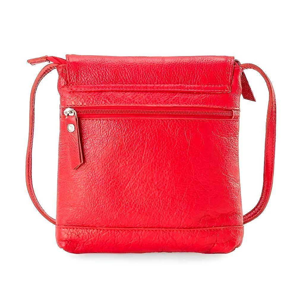 Bolsa Transversal Tiracolo Premium Colchões Jô em Couro Bovino e Poliéster 17x37x35CM Vermelho