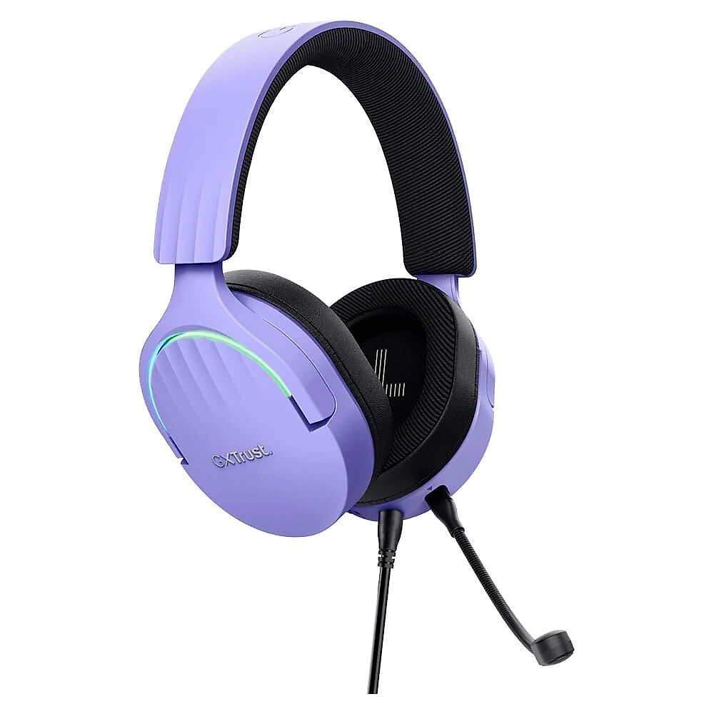 Headset Gamer GXTrust 490P Fayzo, Iluminação LED, Microfone Destacável, Cancelamento de Ruído, Roxo - 25303
