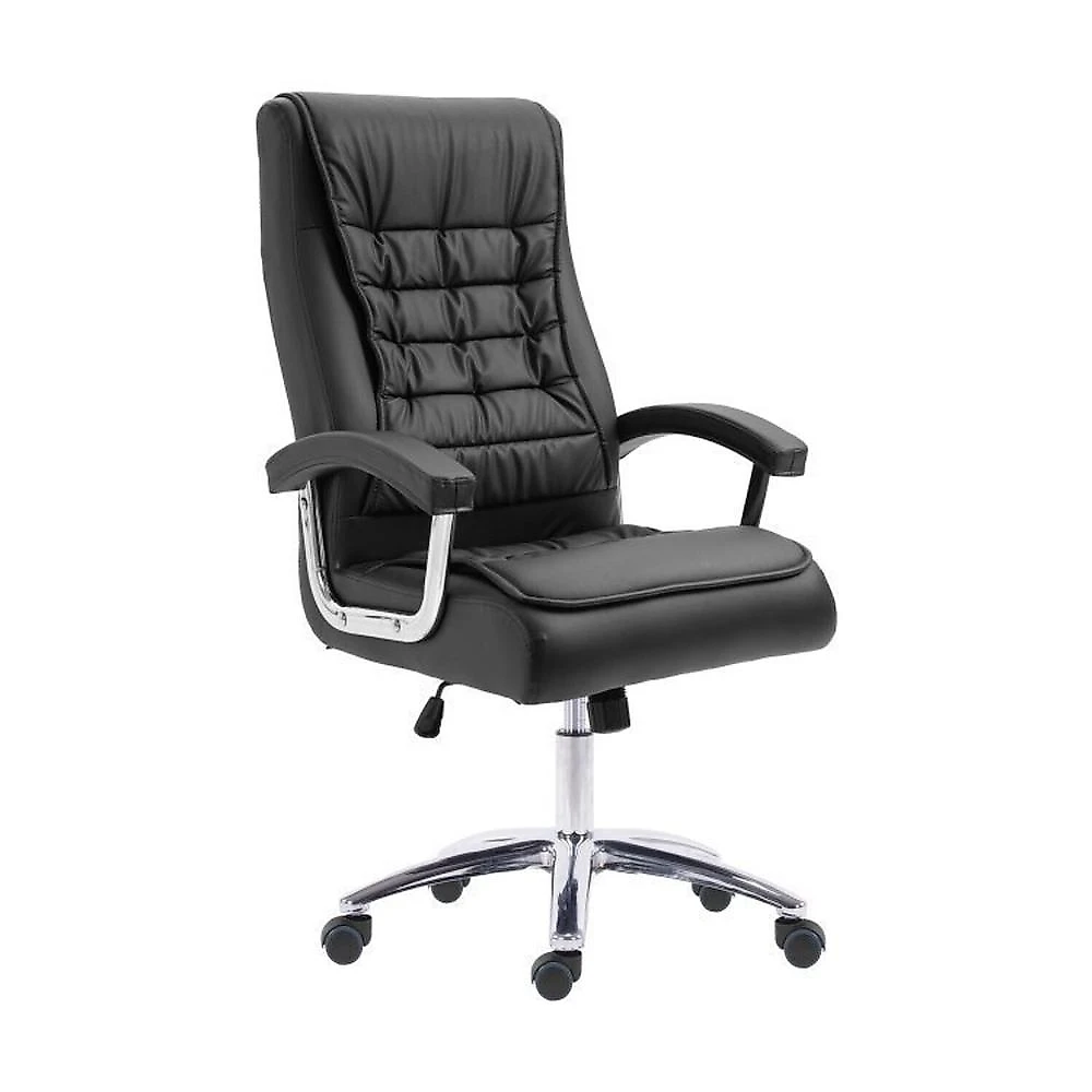 Kit 4 Cadeiras Escritório Presidente Ergonômica NR17 Corino Mola Ensacada Kit 4 Cadeiras Big Mola Ensacada Escritório Pres Giratória em Couro com Nr17 Espresso Móveis Preto
