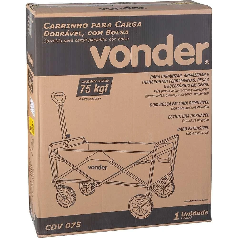 Carrinho para Carga CDV075 Dobrável com Estrutura Metálica Preto Nove54 53.5CM 75kgf