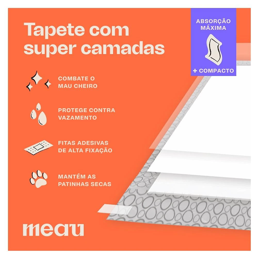Tapete Higiênico Meau Slim para Cães - 90 Unidades (3 Pacotes)