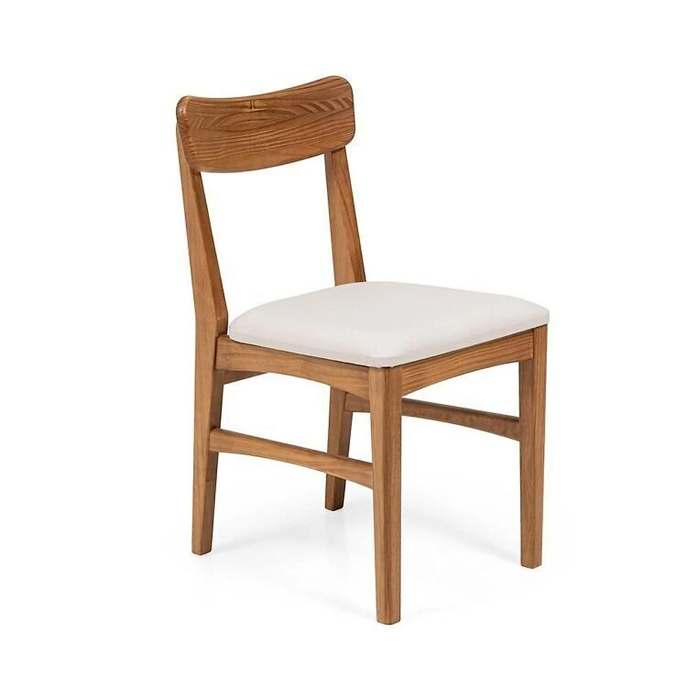 Conjunto Mesa de Jantar Redonda Madeira Maciça com 4 Cadeiras Estofadas Olmo Mel Mel