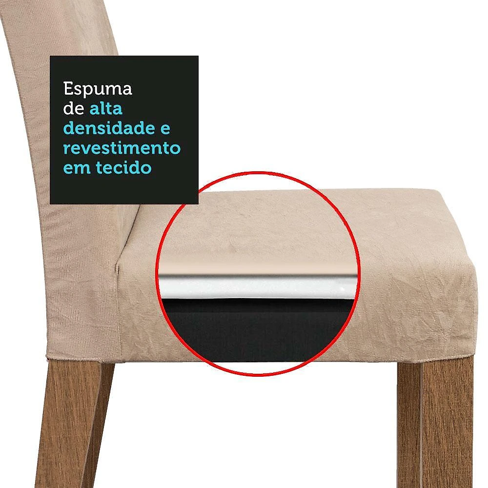 Conjunto sala de jantar mesa tampo de madeira 8 cadeiras rustic/imperial doris madesa