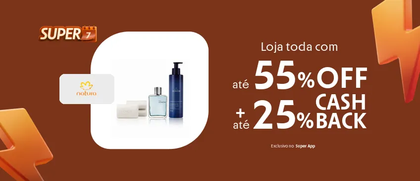 Loja Natura com até 25% de cashback