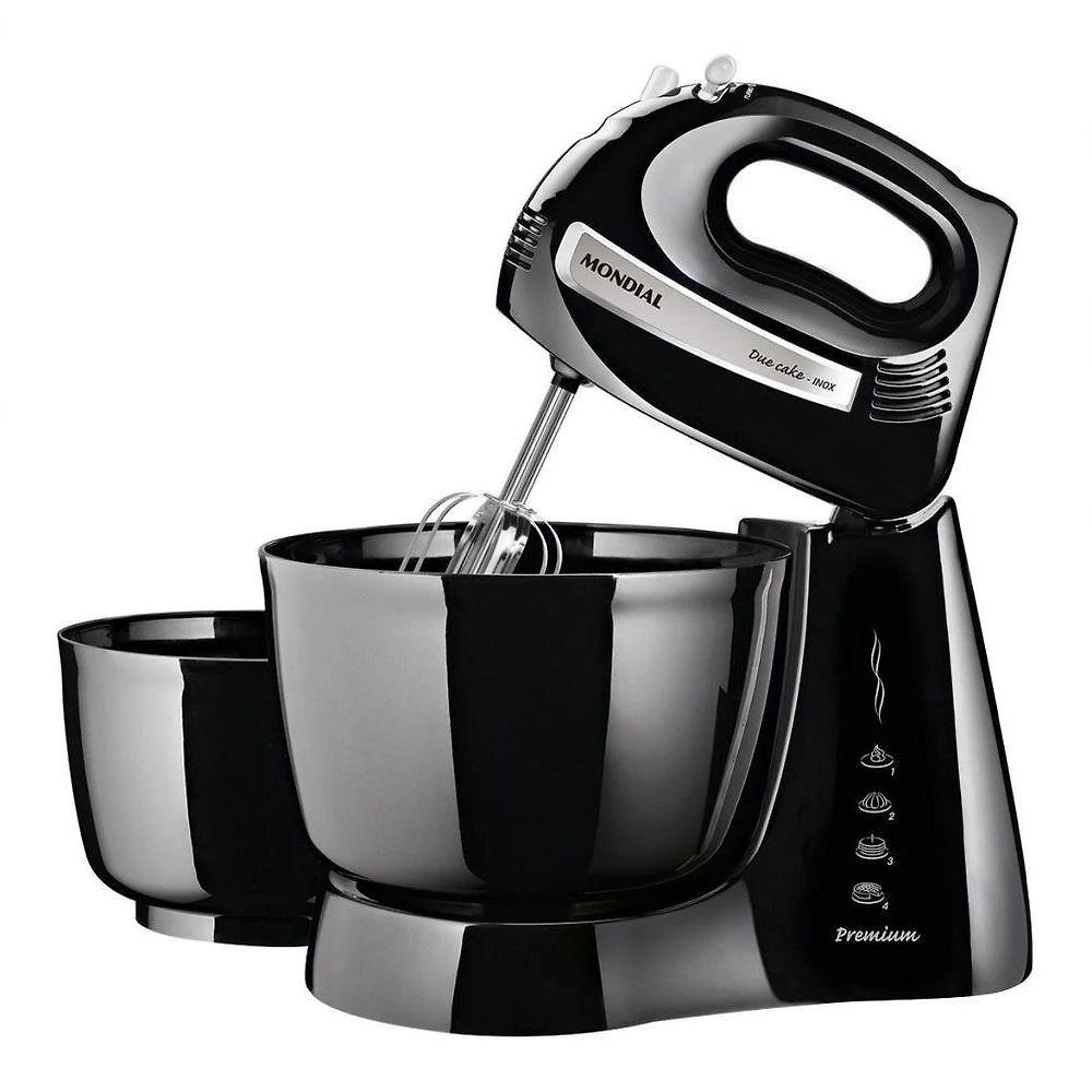 Batedeira com Pedestal Convencional Premium Due Cake Inox B-04 NP 4L e 2,3L 500W 4 Vel Preto 220V