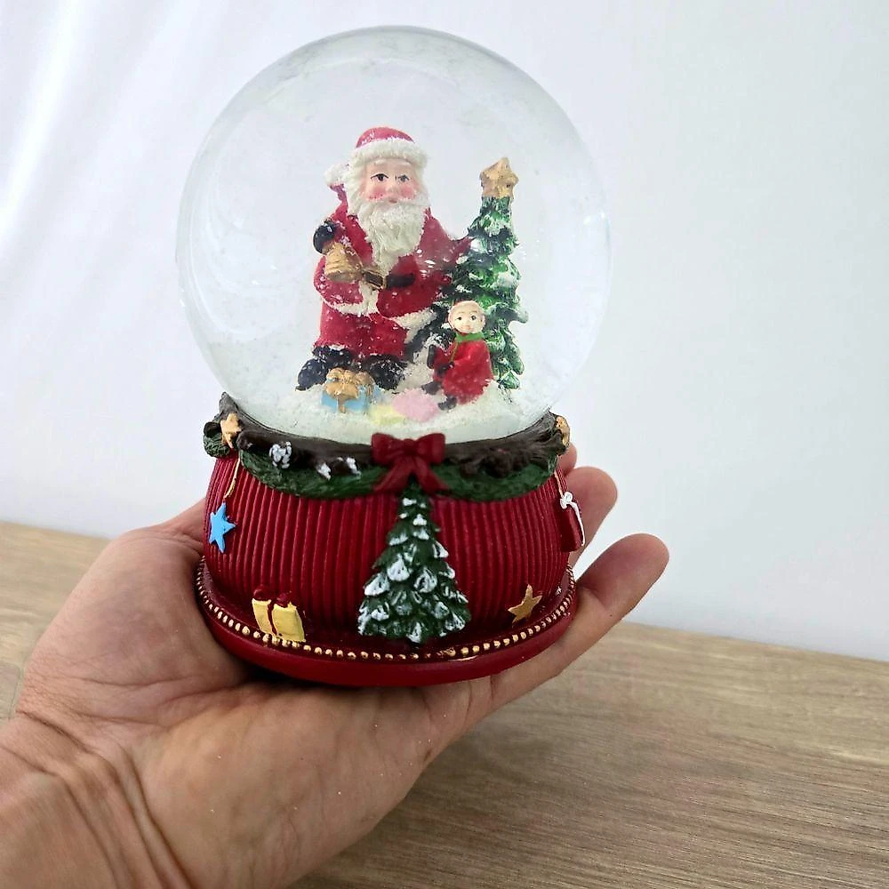 Enfeite Globo De Natal Musical Neve 14cm
