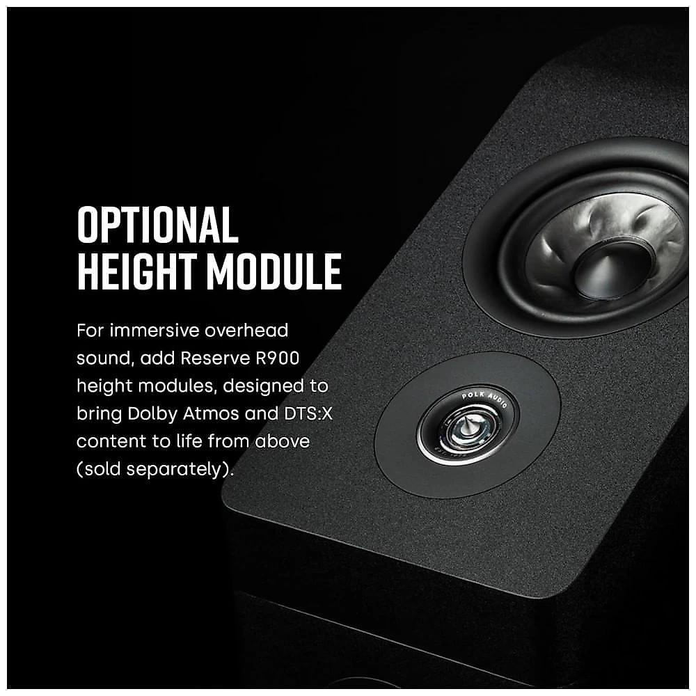 Caixa de som torre Polk Audio Reserve R600 preta para home theater estéreo 200W