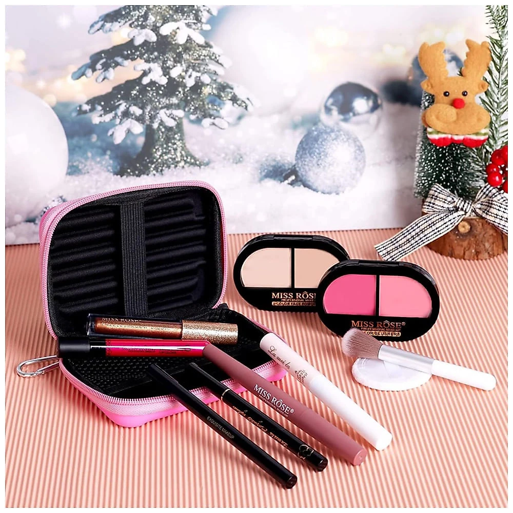 Kit de Maquiagem Completo Tudo em Um AOLIKOKO, 12 Cores Sombra Matte Shimmer, Base, Primer, Batom Líquido, Corretivo, Blush, Máscara, Delineador