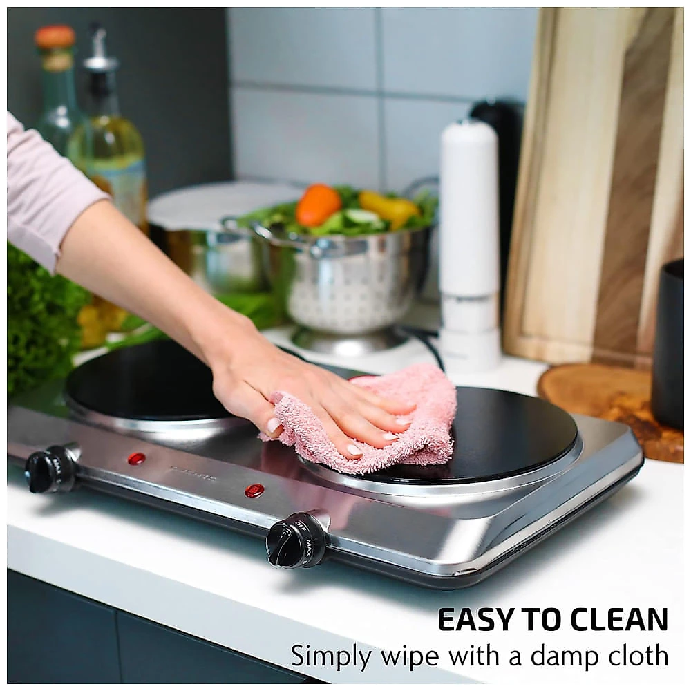 Cooktop Duplo Elétrico de Cerâmica Infravermelha OVENTE, 1500W - Prático e Portátil para Cozinhar em Qualquer Lugar