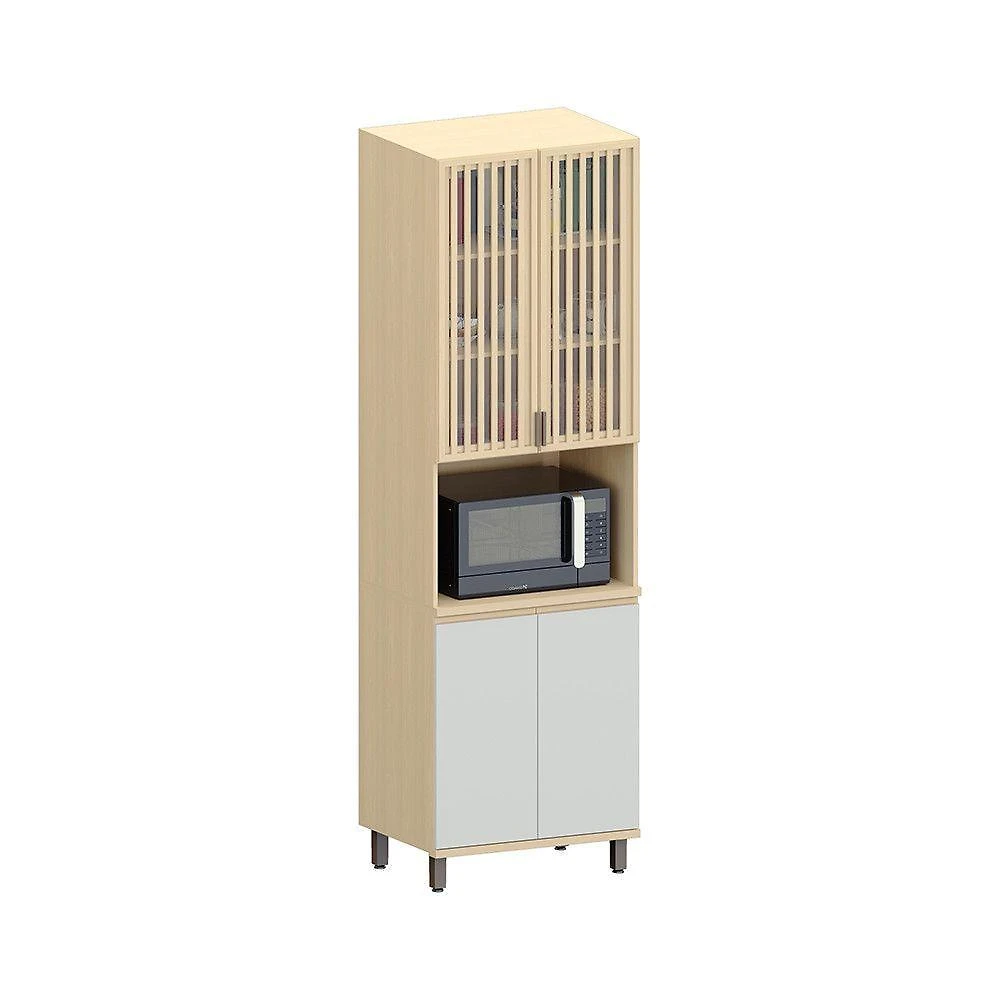 Paneleiro 100% Mdf 4 Portas 70cm Aura Luciane Móveis Carvalho-cinza Cristal