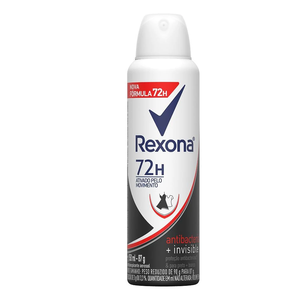 Desodorante Antitranspirante Rexona Antibacterial + Invisible Aerosol 150ml