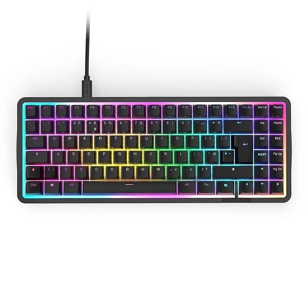 Teclado Magnético Gamer Sem Fio NZXT Function Elite MiniTKL, RGB, USB-C Removível, Preto - KB-101NB-US