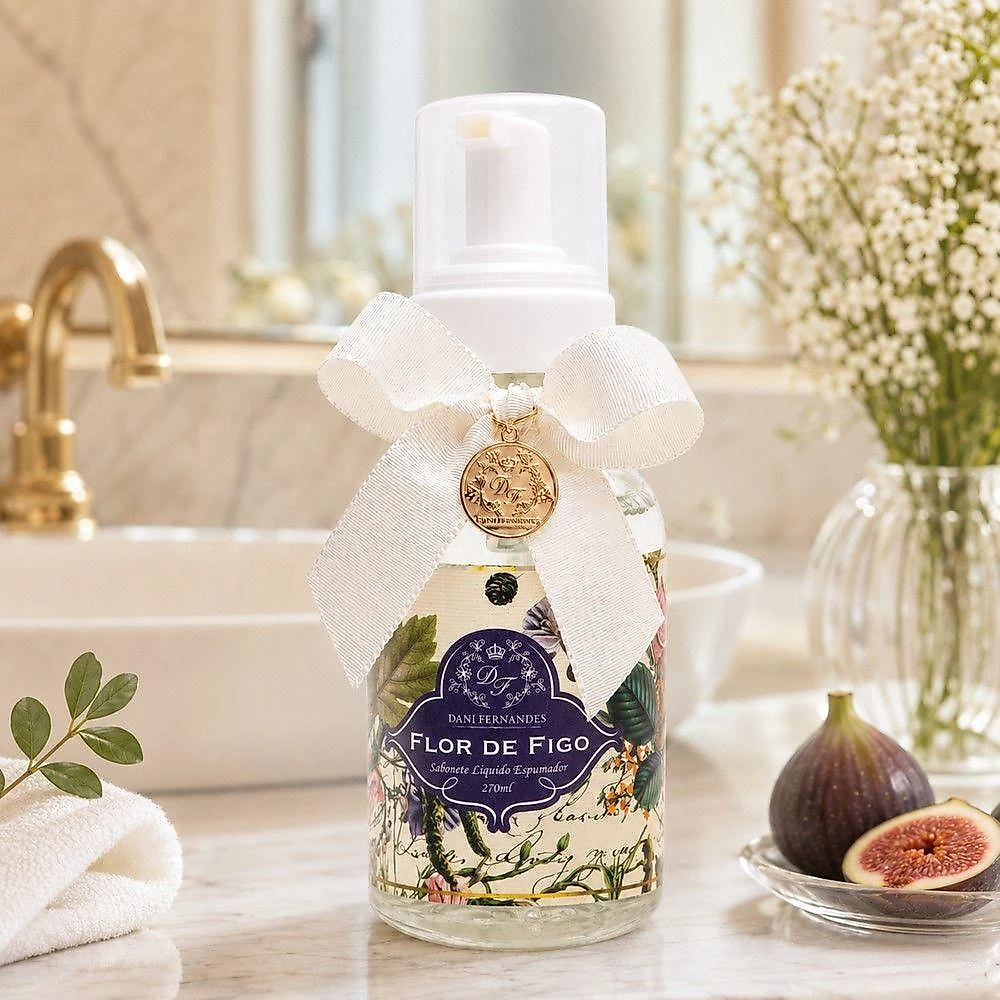 Sabonete Líquido Espumador Flor de Figo Transparente 270ML Vidro Dani Fernandes