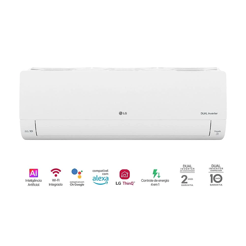 Ar-Condicionado Split Inverter 12000 BTUs LG AI Dual Inverter Voice Só Frio S3-Q12JA31J 220V