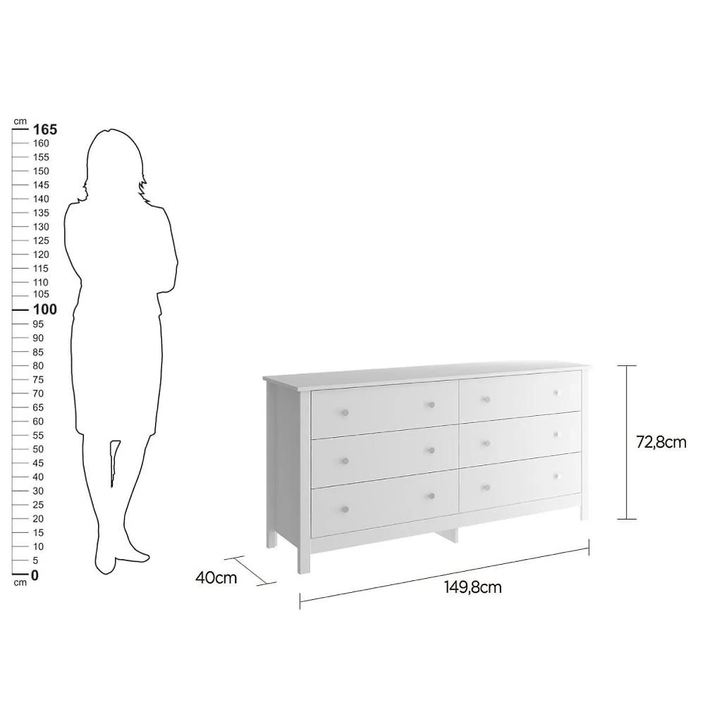 Miniatura Cômoda 6 Gavetas DM-221 Ditália Móveis Branco
