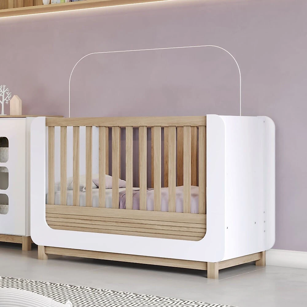 Berço Mini Cama 2 em 1 Aconchego Henn Branco com Jequitibá HP
