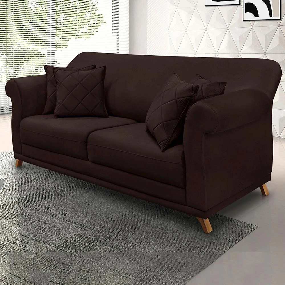 Sofa 2 Lugares Retro Polo 180cm Com Almofada Suede 1102 Ezz 1102