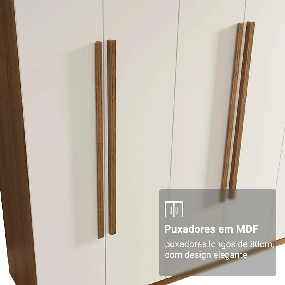 Guarda-Roupa Casal 8 Portas Batentes Venus Madesa R Rustic/Branco/Rustic
