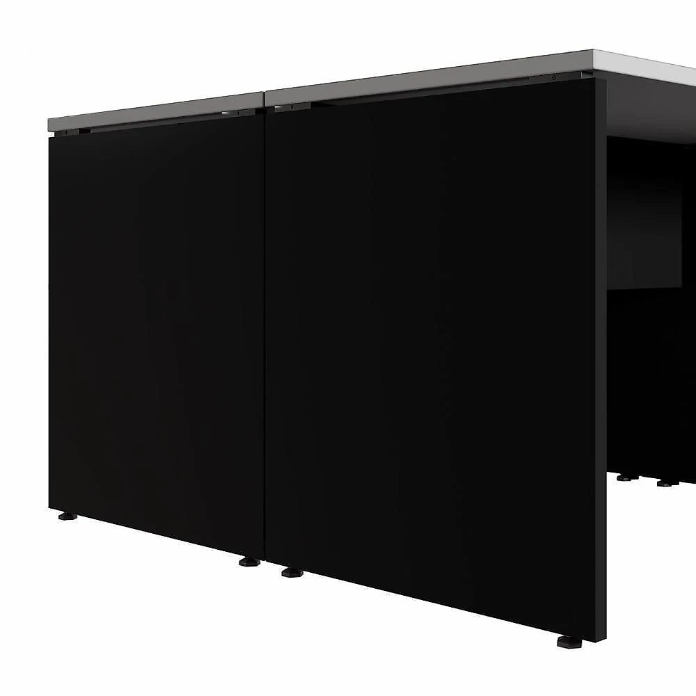 Mesa para Escritório 4 Lugares 220CM Cinza Sagrado com Preto F5 Office