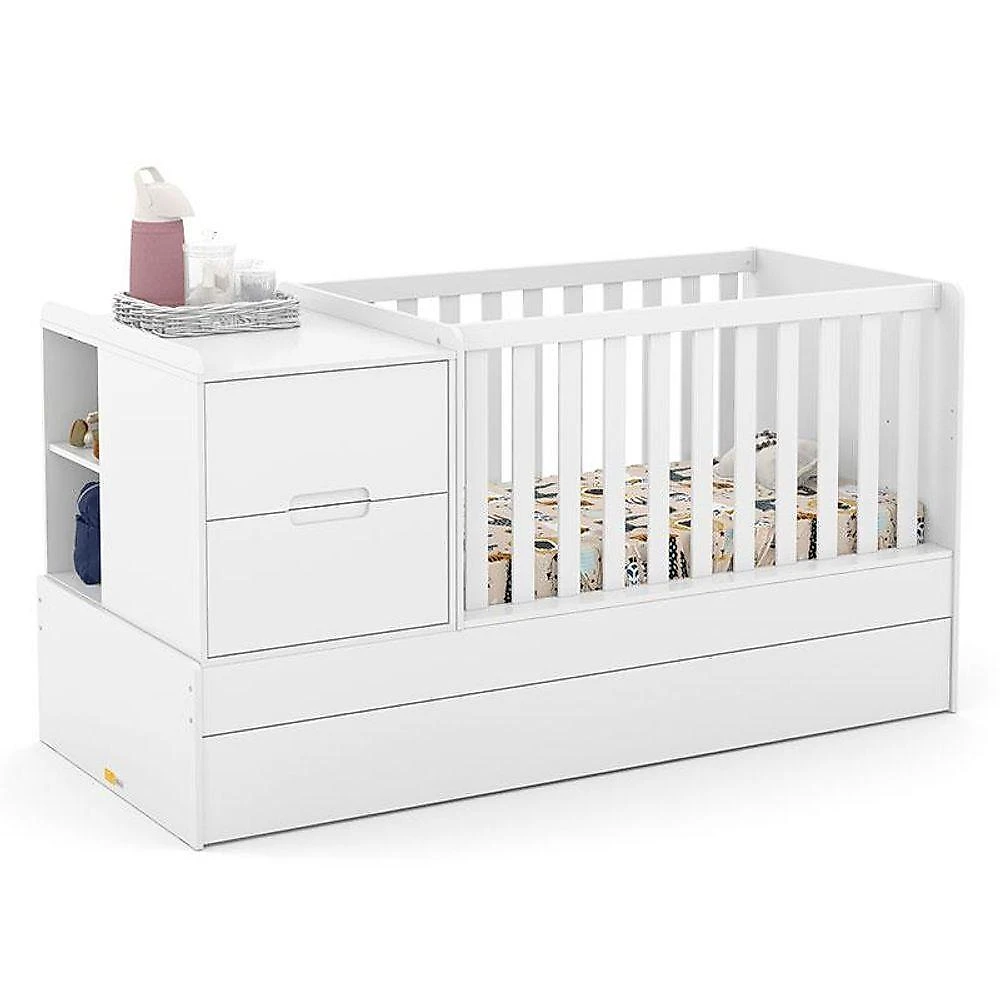 Quarto Bebê Americano 4 Portas Berço Americano Multifuncional Formare Branco Acetinado Matic  Henn