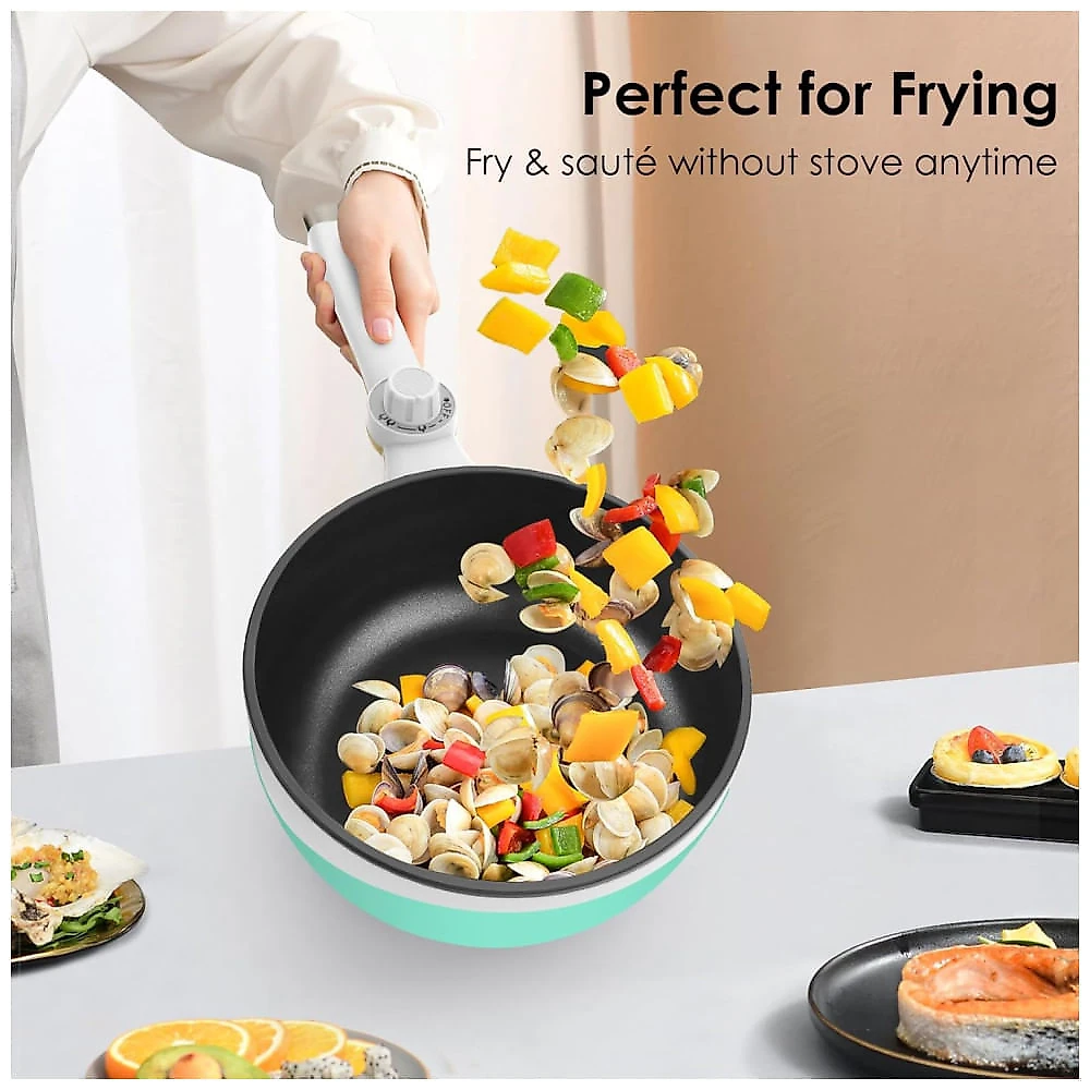 Panela Elétrica Mini Audecook Hot Pot - 1,7L, Portátil Antiaderente, Ajuste de Potência, Cozinheiro de Ramen para Viagens - Ideal para aventureiros