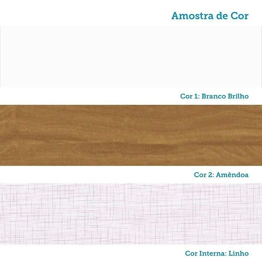 Quarto de Bebê Berço Minicama Guarda-roupa e Cômoda Janeladas 100% Mdf Maya Clássico Espresso Móveis Amêndoa/Branco Brilho