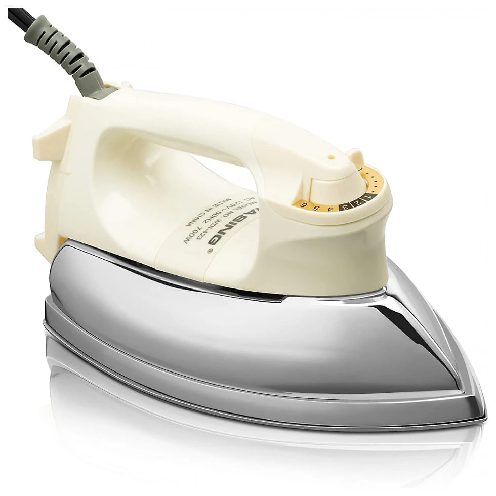 Ferro de Passar Seco WASING Profissional com Base de Aço Inoxidável 700W 110V, Branco