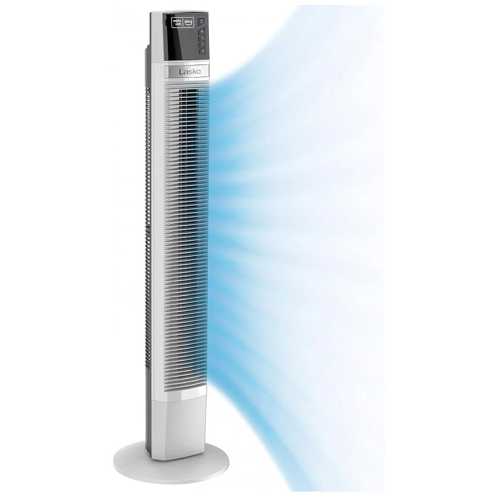 Ventilador de Torre Oscilante com 4 Velocidades, Alexa e Temporizador, 110V Lasko T48401, Branco