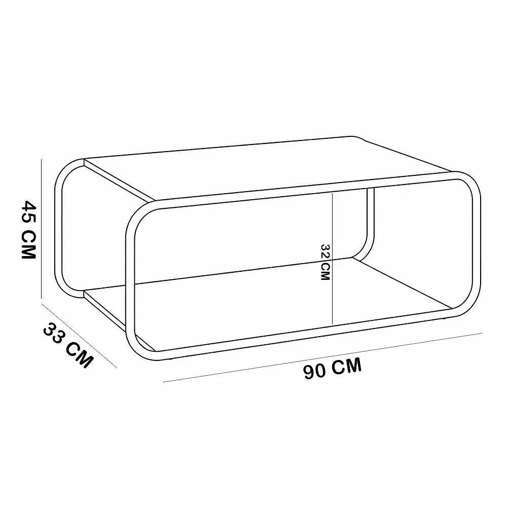 Kit Mesa de Centro e Mesa Lateral Alek A03 Orgânico MDF Metal 80CM Off White