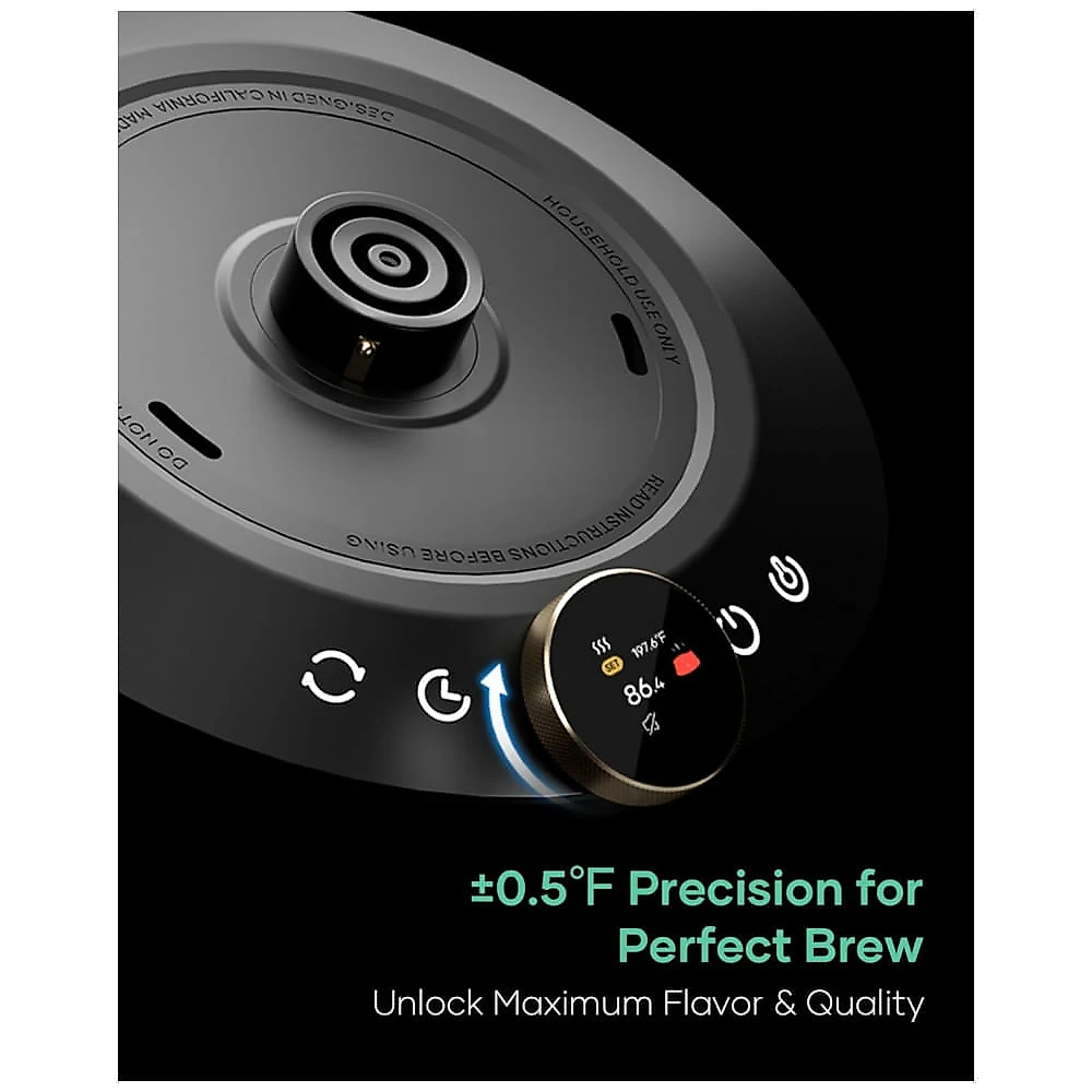 Chaleira elétrica Cocinare FLOW M6 Pro Jungle 0,6L bico pescoço de ganso controle de temperatura 1500W 110V