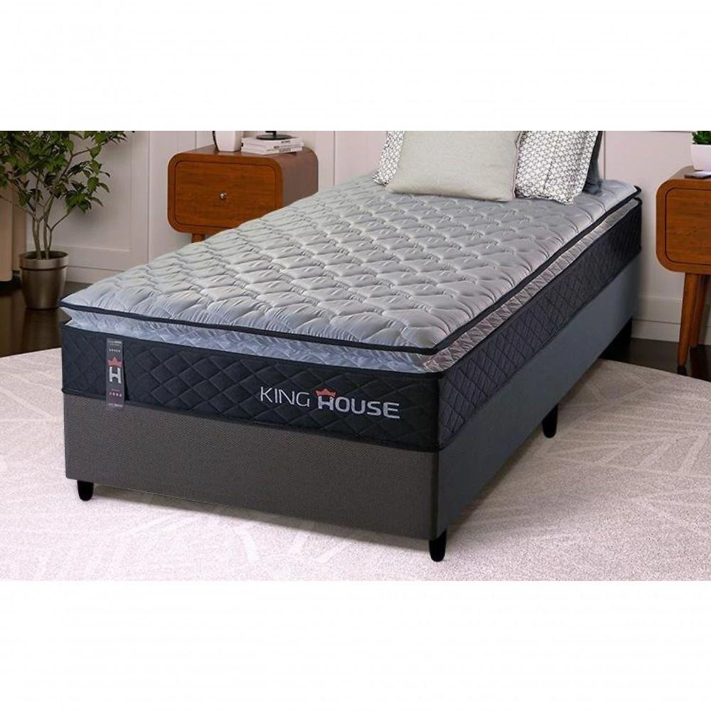 Cama Box Solteirão 96x203 Preto Dakota Espuma D33 King House