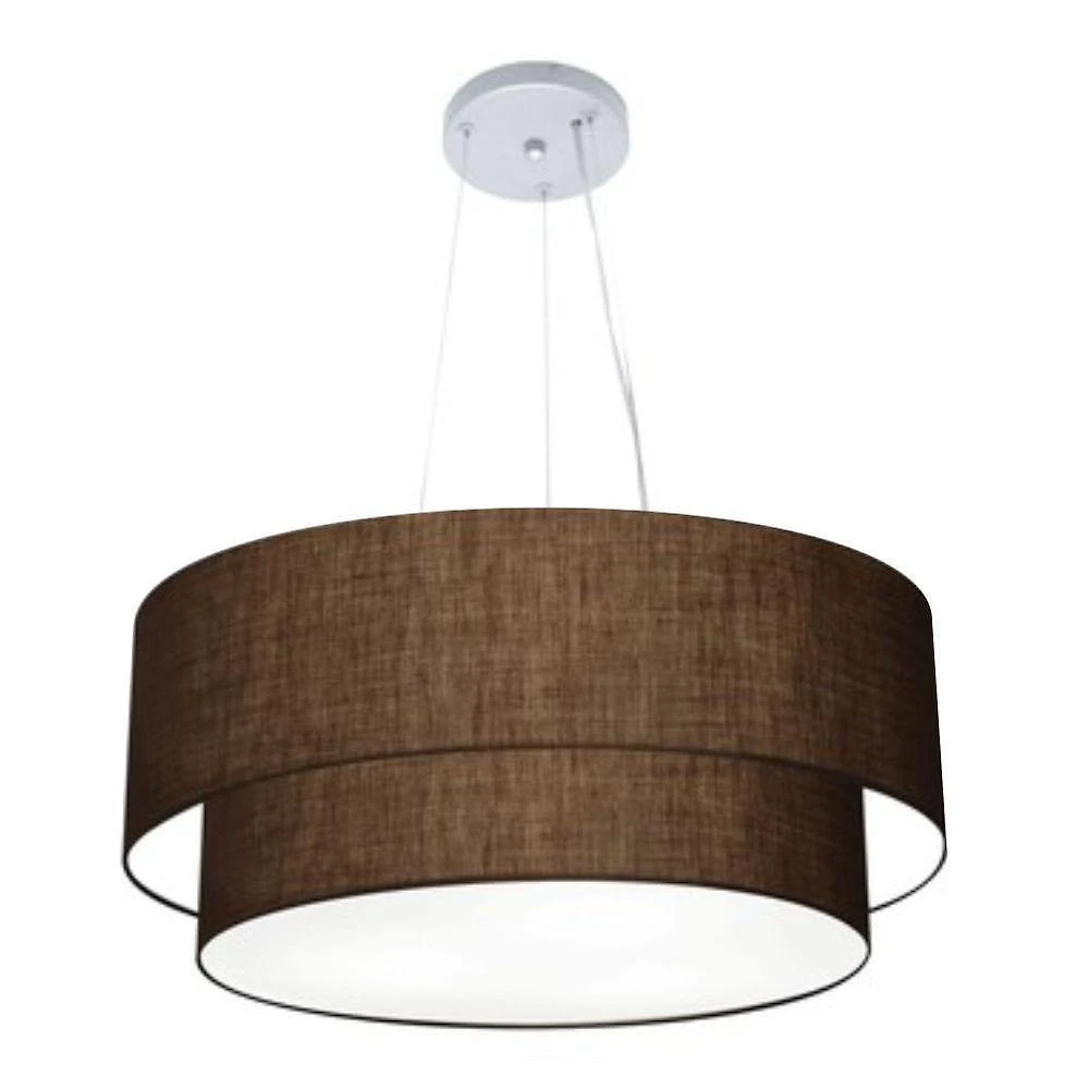 Lustre Pendente Cilíndrico MD-4179 Cúpula em Tecido Bivolt Café Vivare