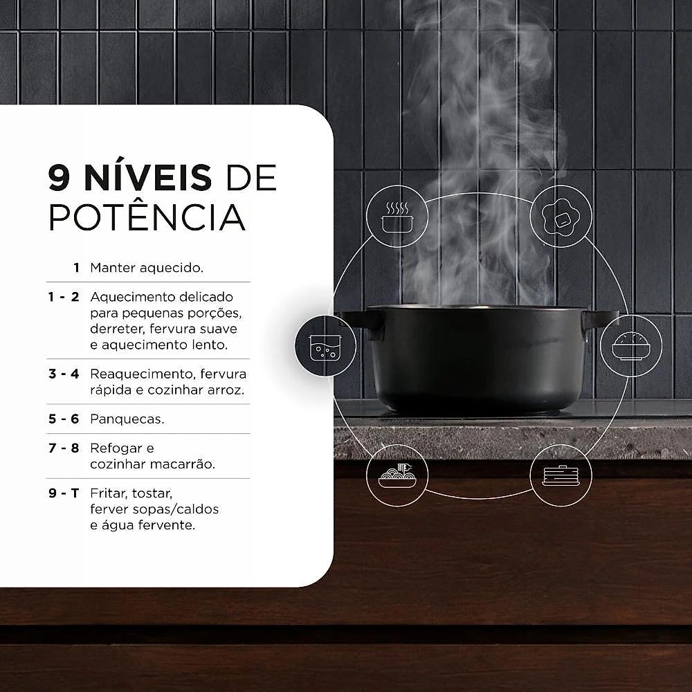 Cooktop de Indução 6 Bocas EOS 90cm Inverter Freezone Preto 10500W ECIP062EPIF 220V