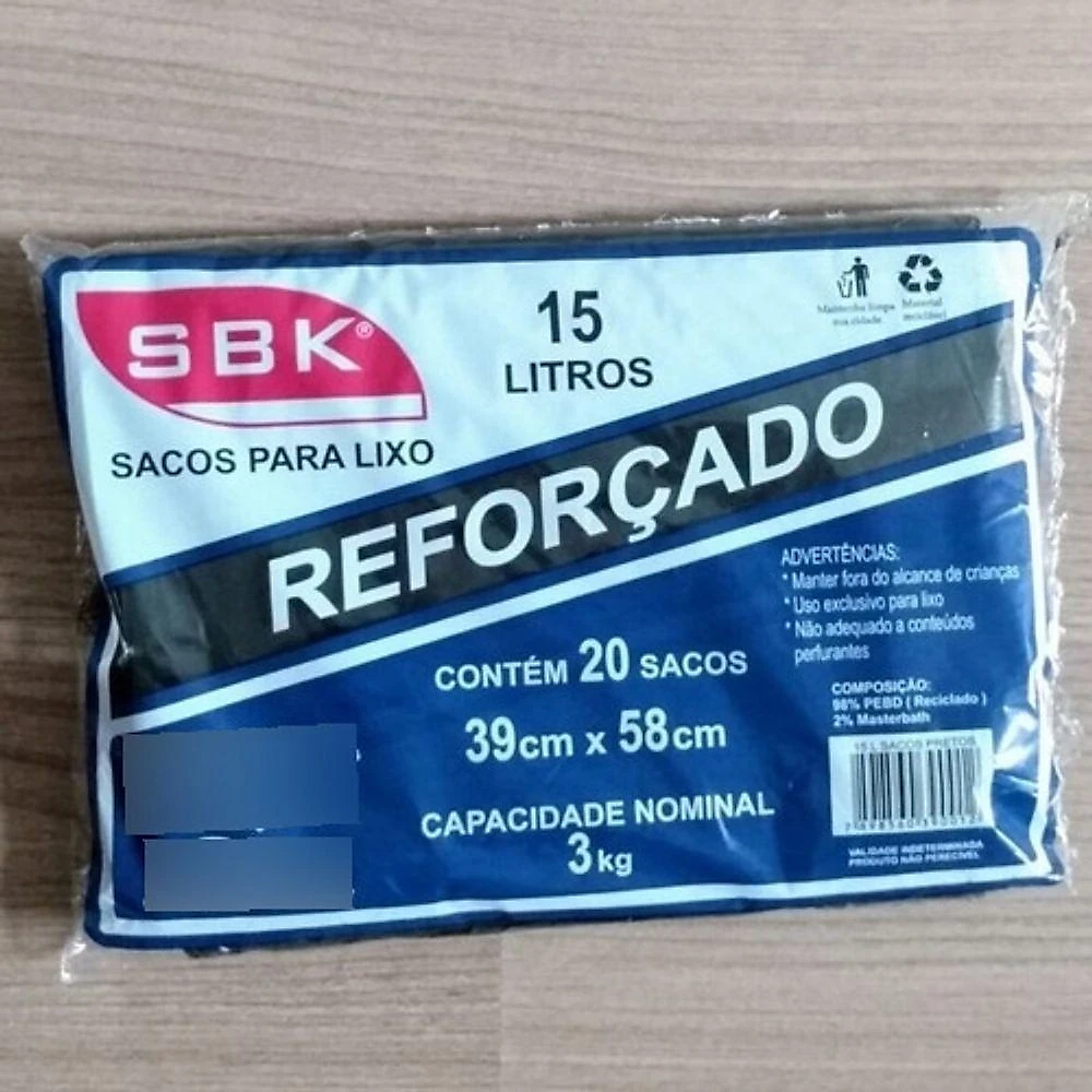Saco de Lixo Preto 30litros Reforçado 100unidades Abnt em Polietileno para Uso