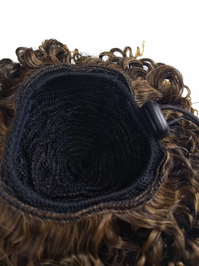 Miniatura Coque Afro Puff Castanho Acobreado 15cm Fibra Japonesa