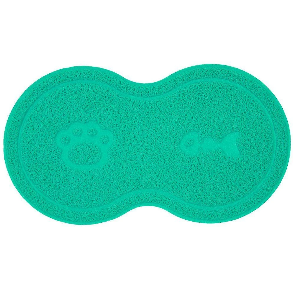 Tapete para Comedouro Pet OEM Vinílico Uzoo Cachorro e Gato PVC Cat Turquesa 46x26cm 1 Unidade