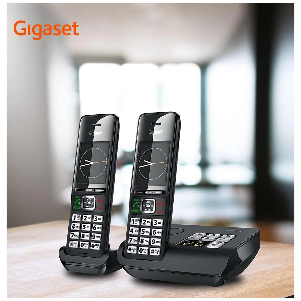 Telefone Sem Fio Gigaset Comfort 552A Duo DECT Titânio/Preto 2 Handsets com Secretária Eletrônica, Tela Colorida 2,2", Proteção de Chamadas