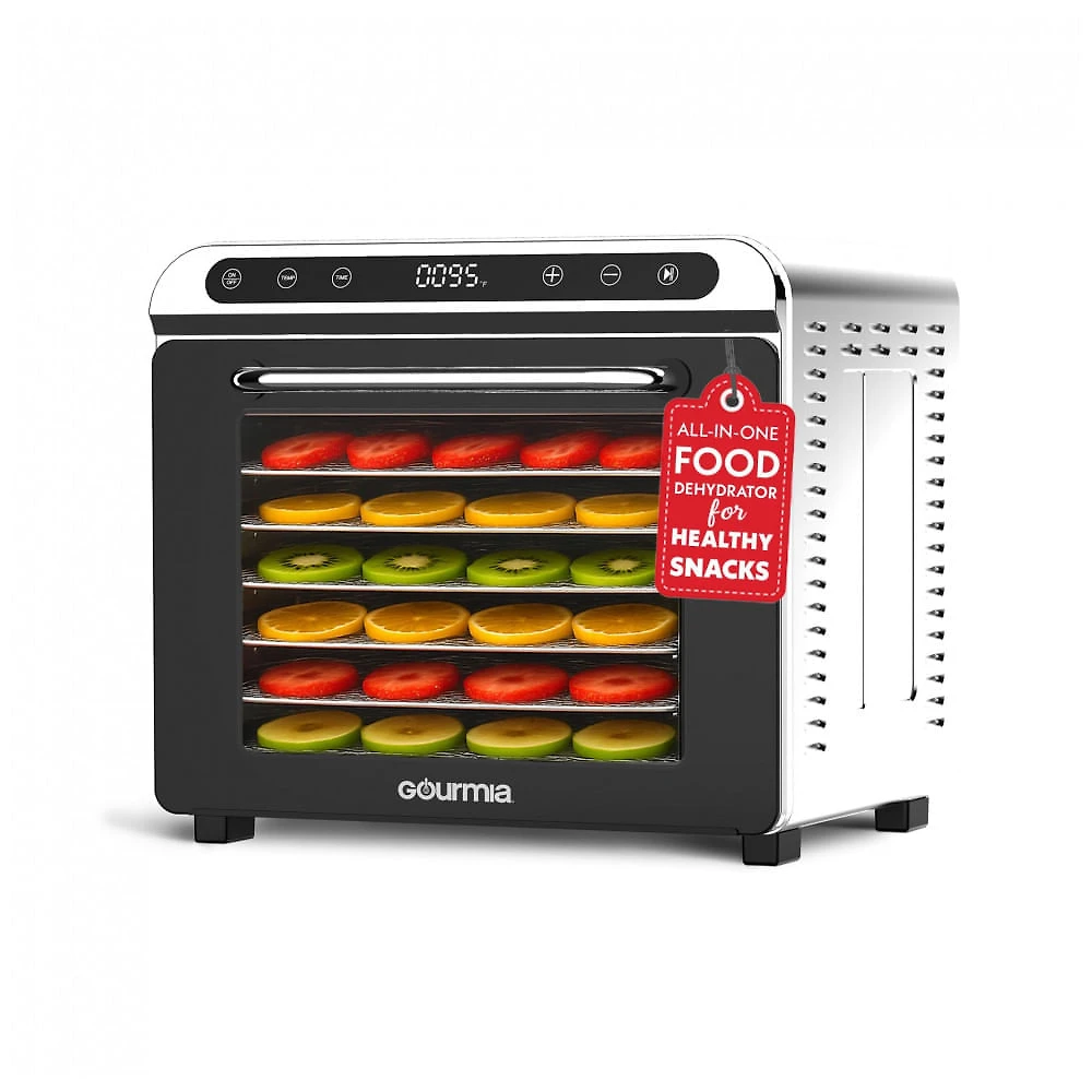Desidratador de Alimentos Gourmia GFD1620 8 Bandejas Aço Inox com Porta de Vidro 625W 120V