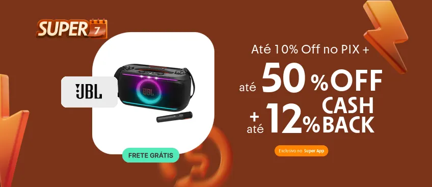 Até 12% de cashback na JBL