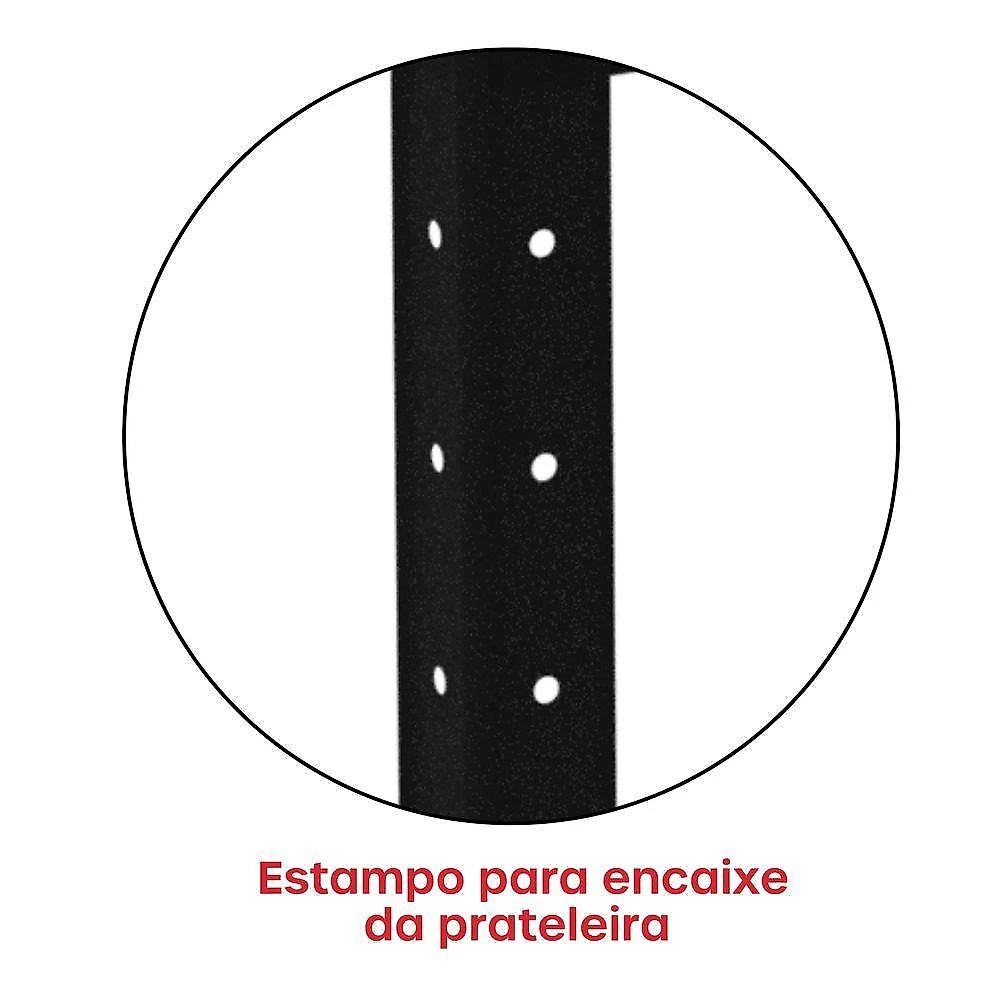 Estante De Estrutura Metálica Com 5 Prateleiras 175cm(a)92acm(l)30cm(p) Com Reforço Preto