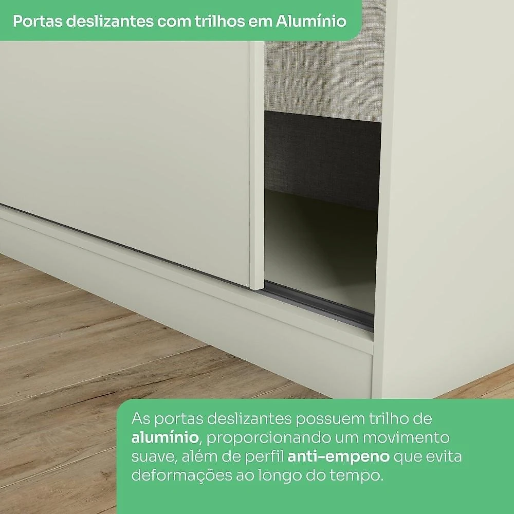 Quarto Modulado Casal Completo 8 Portas 9 Gavetas Canto Reto Seletto Areia HP